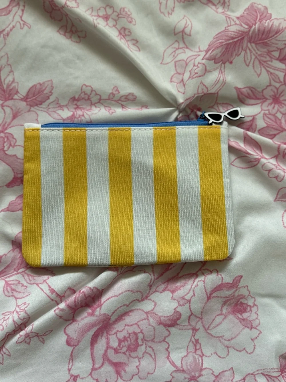 ipsy Yellow and White Striped Cosmetic Pouch